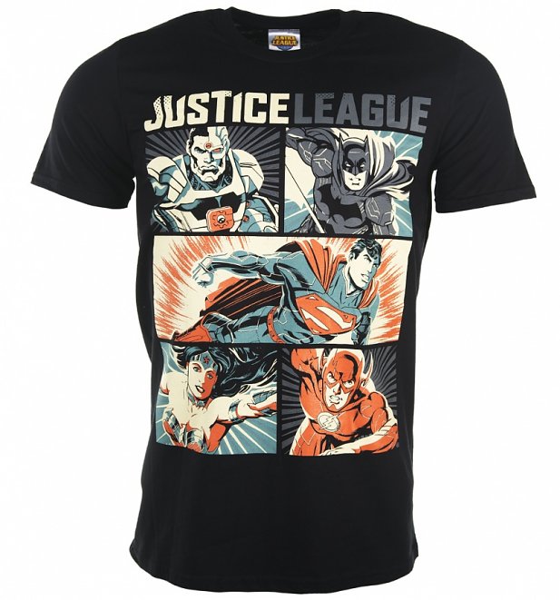 Men's Black DC Comics Justice League Pop Art T-Shirt Men's Black DC Comics Justice League Pop Art T-Shirt