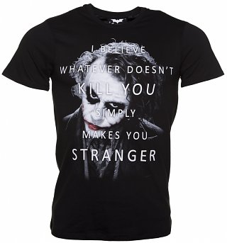 Men's Black Dark Knight The Joker Stranger Quote T-Shirt Men's Black Dark Knight The Joker Stranger Quote T-Shirt