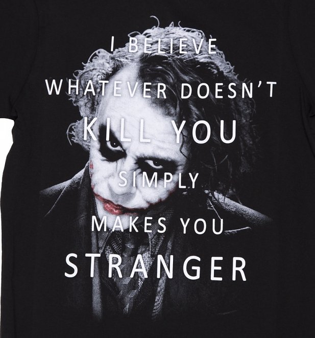 Men's Black Dark Knight The Joker Stranger Quote T-Shirt Men's Black Dark Knight The Joker Stranger Quote T-Shirt