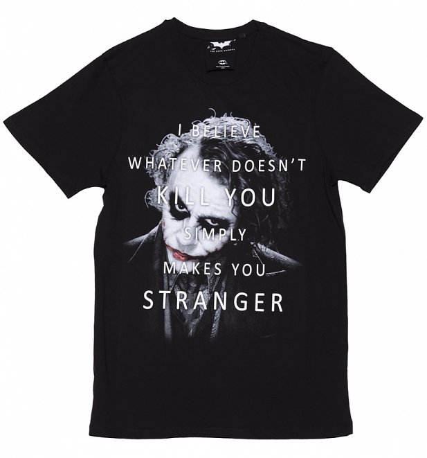 Men's Black Dark Knight The Joker Stranger Quote T-Shirt Men's Black Dark Knight The Joker Stranger Quote T-Shirt