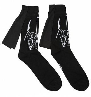 Men's Black Darth Vader Socks With Cape Men's Black Darth Vader Socks With Cape