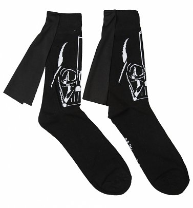 Men's Black Darth Vader Socks With Cape Men's Black Darth Vader Socks With Cape
