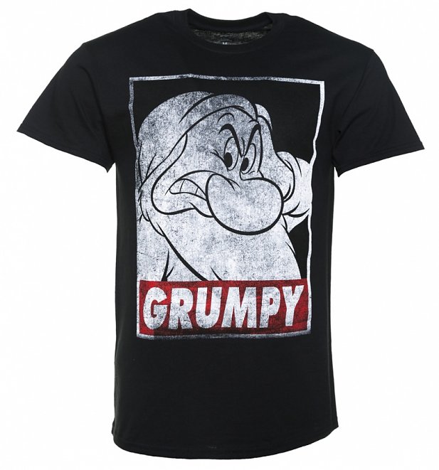 Men's Black Disney Snow White And The Seven Dwarfs Grumpy T-Shirt Men's Black Disney Snow White And The Seven Dwarfs Grumpy T-Shirt