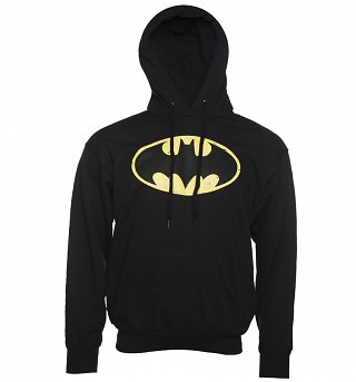 Men's Black Distressed Batman Logo Hoodie Men's Black Distressed Batman Logo Hoodie