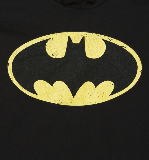 Men's Black Distressed Batman Logo Hoodie Men's Black Distressed Batman Logo Hoodie