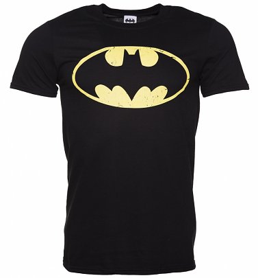 Men's Black Distressed Batman Logo T-Shirt Men's Black Distressed Batman Logo T-Shirt