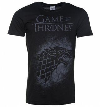 Men's Black Game Of Thrones Stark Spray T-Shirt Men's Black Game Of Thrones Stark Spray T-Shirt
