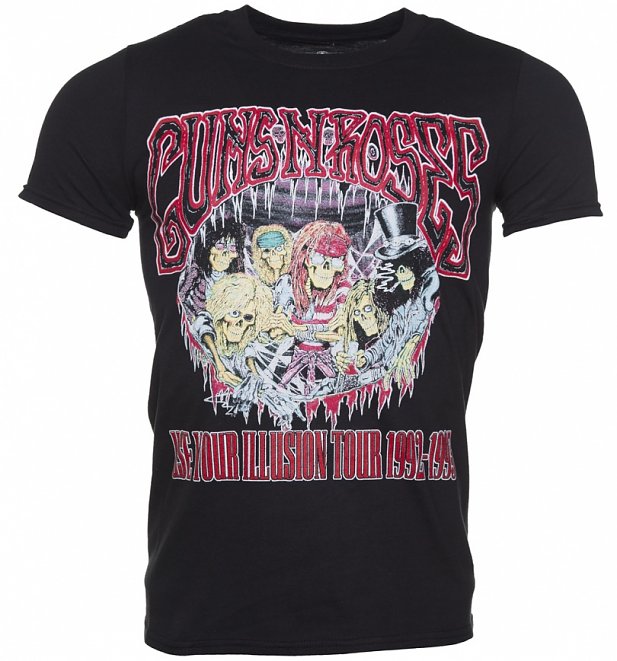 Men's Black Guns N Roses Illusions Tour T-Shirt Men's Black Guns N Roses Illusions Tour T-Shirt