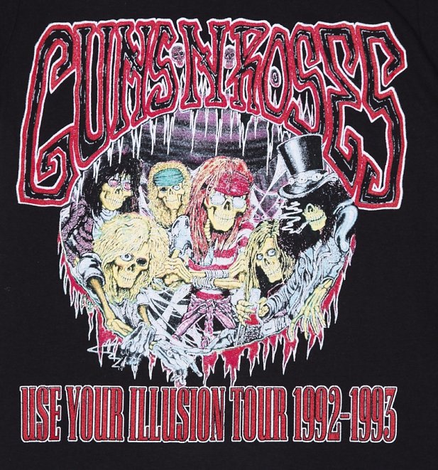 Men's Black Guns N Roses Illusions Tour T-Shirt Men's Black Guns N Roses Illusions Tour T-Shirt