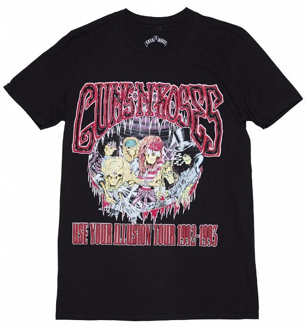 Men's Black Guns N Roses Illusions Tour T-Shirt Men's Black Guns N Roses Illusions Tour T-Shirt