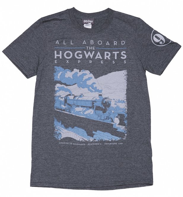 Men's Charcoal Harry Potter All Aboard The Hogwarts Express T-Shirt Men's Charcoal Harry Potter All Aboard The Hogwarts Express T-Shirt