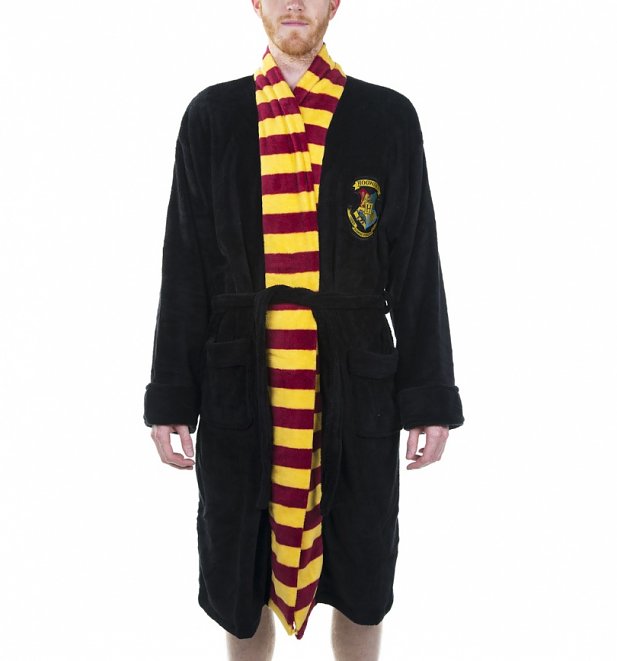 Men's Black Harry Potter Hogwarts Dressing Gown Men's Black Harry Potter Hogwarts Dressing Gown