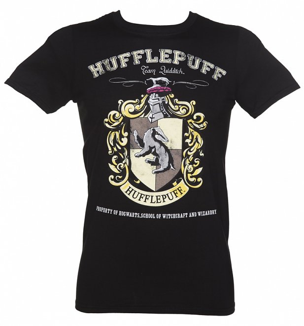 Men's Black Harry Potter Hufflepuff Team Quidditch T-Shirt Men's Black Harry Potter Hufflepuff Team Quidditch T-Shirt