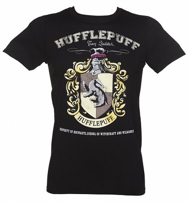 Men's Black Harry Potter Hufflepuff Team Quidditch T-Shirt Men's Black Harry Potter Hufflepuff Team Quidditch T-Shirt