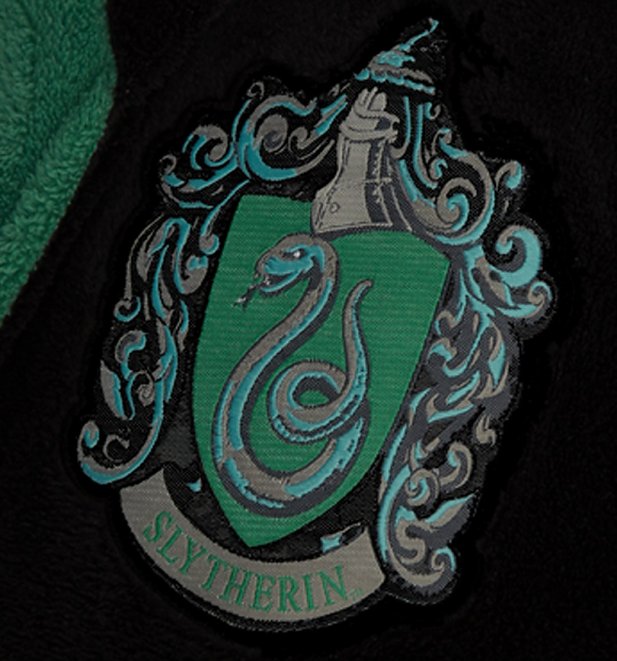 Men's Black Harry Potter Slytherin Crest Hooded Dressing Gown