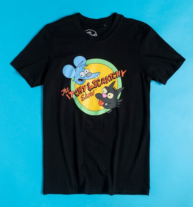 Men's Black Itchy and Scratchy Simpsons T-Shirt