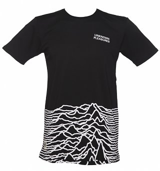 Men's Black Joy Division Unknown Pleasures Border T-Shirt from Worn By Men's Black Joy Division Unknown Pleasures Border T-Shirt from Worn By