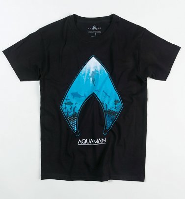 Men's Black DC Aquaman Ocean Logo T-Shirt Men's Black DC Aquaman Ocean Logo T-Shirt