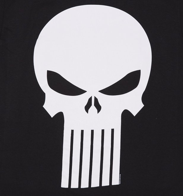 Mens Black Marvel Comics Punisher Skull Logo T Shirt
