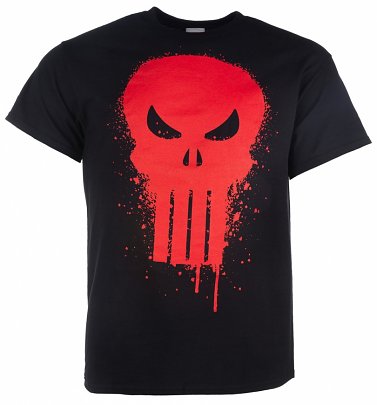 Men's Black Marvel Punisher Skull Graffiti T-Shirt Men's Black Marvel Punisher Skull Graffiti T-Shirt