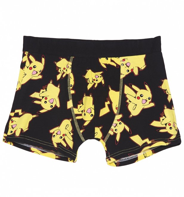 Men's Black Pikachu All Over Print Pokemon Boxer Shorts Men's Black Pikachu All Over Print Pokemon Boxer Shorts