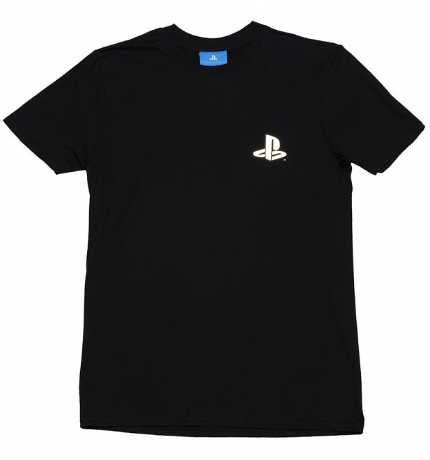 Men's Black PlayStation Player Gold Foil Print T-Shirt Men's Black PlayStation Player Gold Foil Print T-Shirt