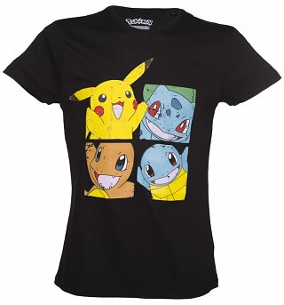 Men's Black Pokemon Characters T-Shirt Men's Black Pokemon Characters T-Shirt