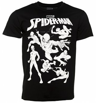 Men's Black Spider-Man Outlines Marvel Comics T-Shirt Men's Black Spider-Man Outlines Marvel Comics T-Shirt