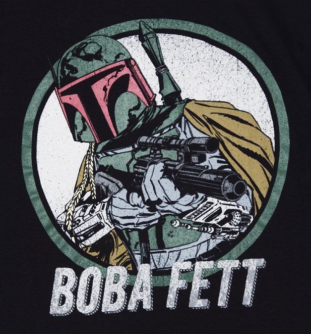 Men's Black Star Wars Boba Fett Comic T-Shirt Men's Black Star Wars Boba Fett Comic T-Shirt