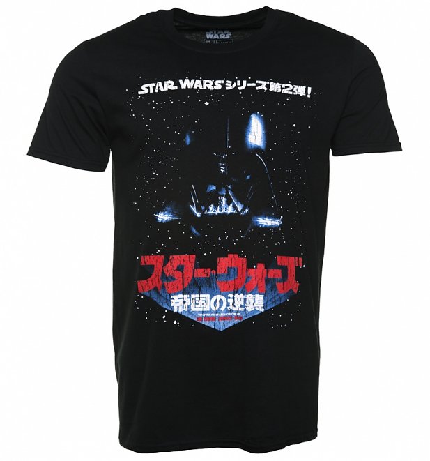 Men's Black Star Wars Darth Vader Japanese Movie Poster T-Shirt Men's Black Star Wars Darth Vader Japanese Movie Poster T-Shirt