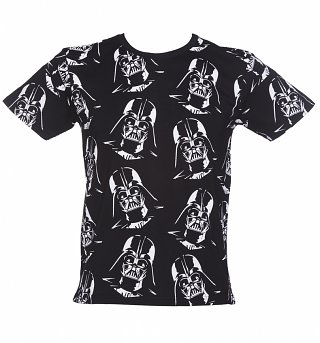 Men's Black Star Wars Darth Vader Repeat Print T-Shirt from Fabric Flavours Men's Black Star Wars Darth Vader Repeat Print T-Shirt from Fabric Flavours