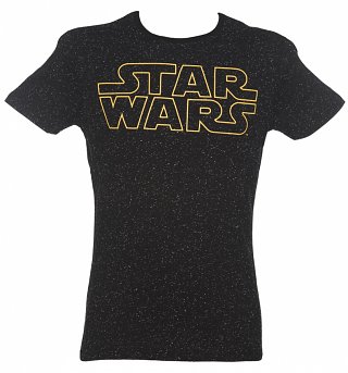 Men's Black Star Wars Logo Speckled T-Shirt Men's Black Star Wars Logo Speckled T-Shirt