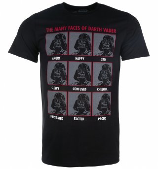 Men's Black Star Wars The Many Faces Of Darth Vader T-Shirt Men's Black Star Wars The Many Faces Of Darth Vader T-Shirt