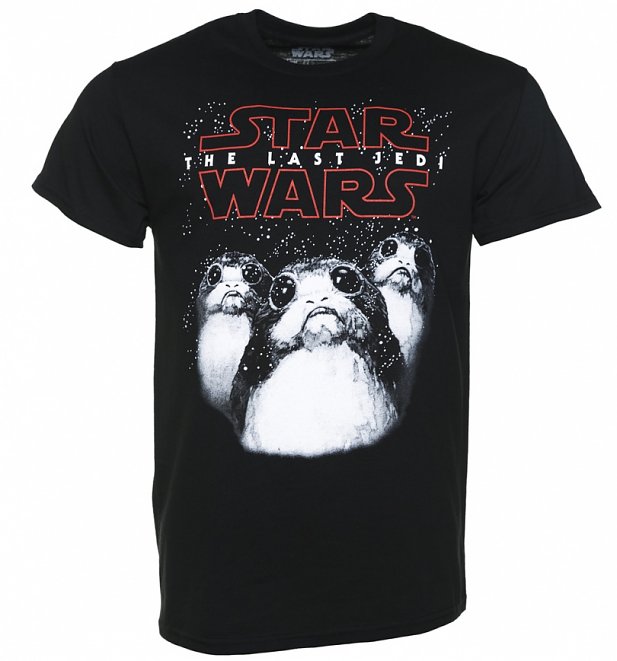 Men's Black Star Wars VIII The Last Jedi Porgs T-Shirt Men's Black Star Wars VIII The Last Jedi Porgs T-Shirt