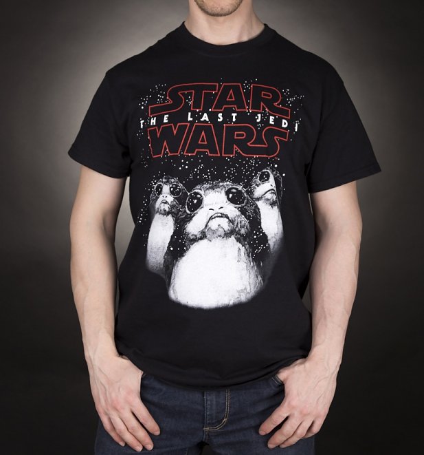 Men's Black Star Wars VIII The Last Jedi Porgs T-Shirt Men's Black Star Wars VIII The Last Jedi Porgs T-Shirt