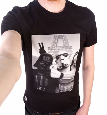 Men's Black Stormtrooper And Darth Vader Selfie Star Wars T-Shirt from Chunk Men's Black Stormtrooper And Darth Vader Selfie Star Wars T-Shirt from Chunk