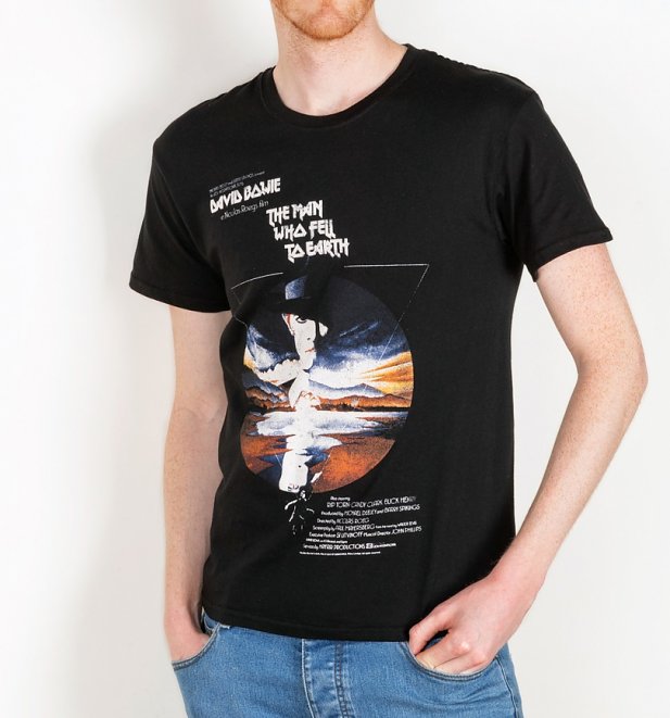 Men's Black The Man Who Fell To Earth Movie Poster T-Shirt Men's Black The Man Who Fell To Earth Movie Poster T-Shirt