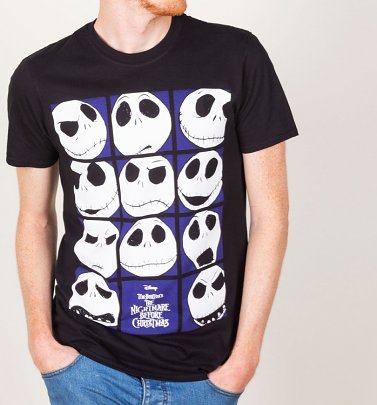 Men's Black The Nightmare Before Christmas Jack Heads T-Shirt Men's Black The Nightmare Before Christmas Jack Heads T-Shirt