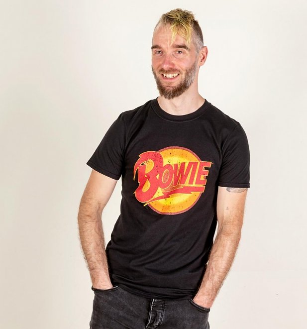 Men's Black Vintage Distressed David Bowie Diamond Dogs Logo T-Shirt Men's Black Vintage Distressed David Bowie Diamond Dogs Logo T-Shirt