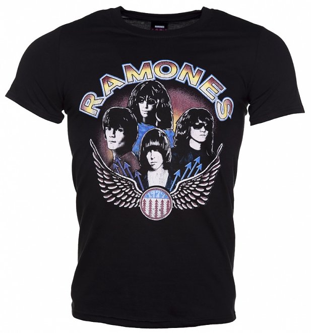 Men's Black Vintage Wings Ramones T-Shirt Men's Black Vintage Wings Ramones T-Shirt