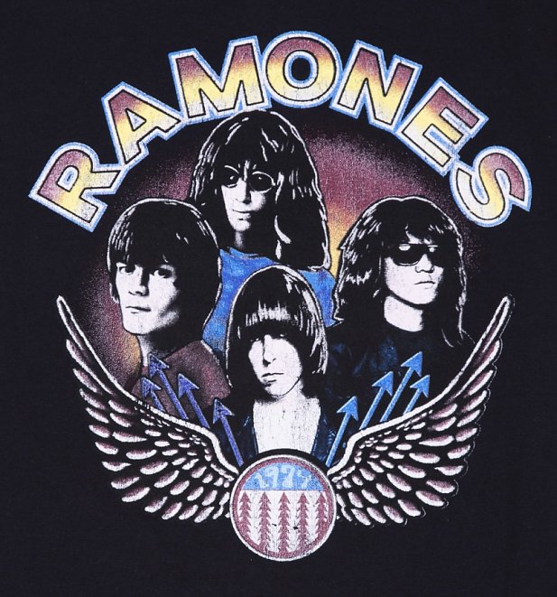 Men's Black Vintage Wings Ramones T-Shirt Men's Black Vintage Wings Ramones T-Shirt