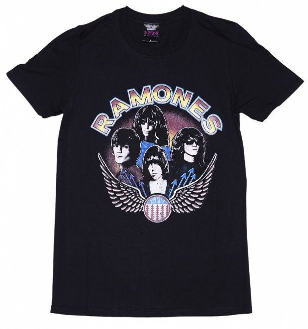 Men's Black Vintage Wings Ramones T-Shirt Men's Black Vintage Wings Ramones T-Shirt