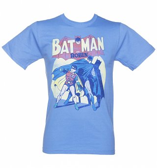 Men's Blue Batman And Robin Vintage T-Shirt Men's Blue Batman And Robin Vintage T-Shirt