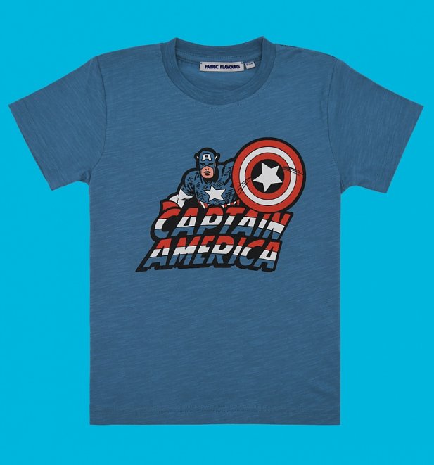 Men's Blue Captain America T-Shirt from Fabric Flavours