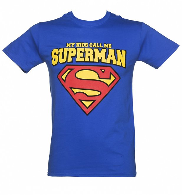 Men's Blue DC Comics My Kids Call Me Superman Super Dad T-Shirt Men's Blue DC Comics My Kids Call Me Superman Super Dad T-Shirt