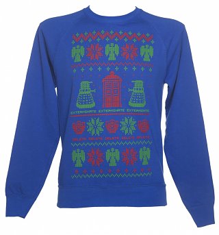Men's Blue Doctor Who Fair Isle Knit Design Sweater Men's Blue Doctor Who Fair Isle Knit Design Sweater