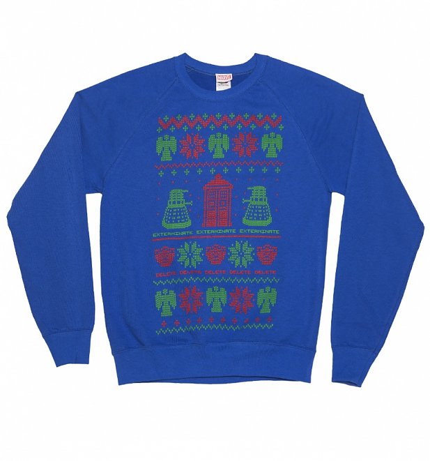 Men's Blue Doctor Who Fair Isle Knit Design Sweater Men's Blue Doctor Who Fair Isle Knit Design Sweater