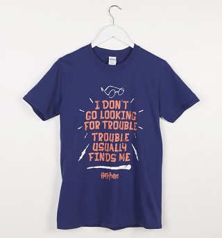 Men's Blue Harry Potter Looking For Trouble T-Shirt Men's Blue Harry Potter Looking For Trouble T-Shirt