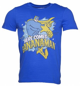 Men's Blue Here Comes Bananaman T-Shirt Men's Blue Here Comes Bananaman T-Shirt