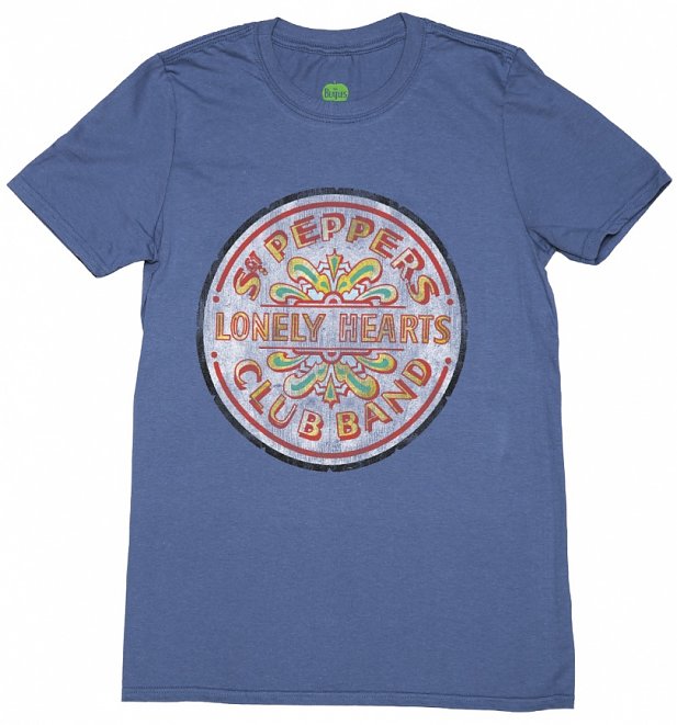 Men's Blue Marl Beatles Sergeant Pepper Lonely Hearts T-Shirt Men's Blue Marl Beatles Sergeant Pepper Lonely Hearts T-Shirt